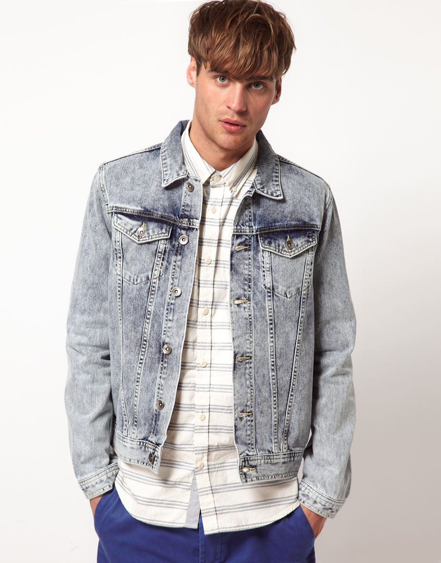 Lyst River Island Acid Wash Denim Jacket in Blue for Men