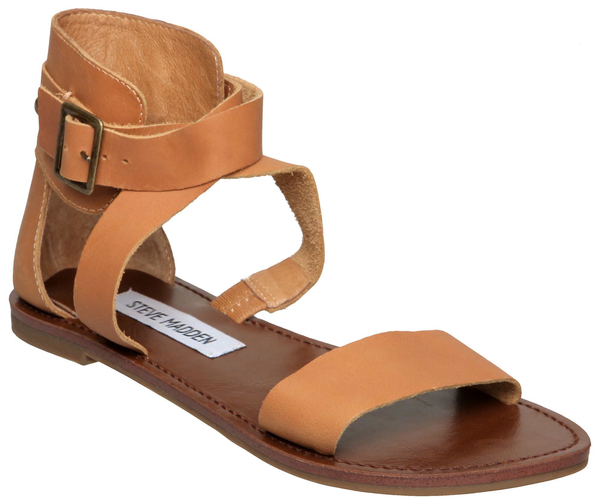 Steve madden Bethany Sm Thick Strap Flat Sandals in Brown | Lyst