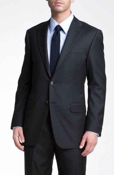 Hickey Freeman Herringbone Suit in Black for Men (black stripe) | Lyst