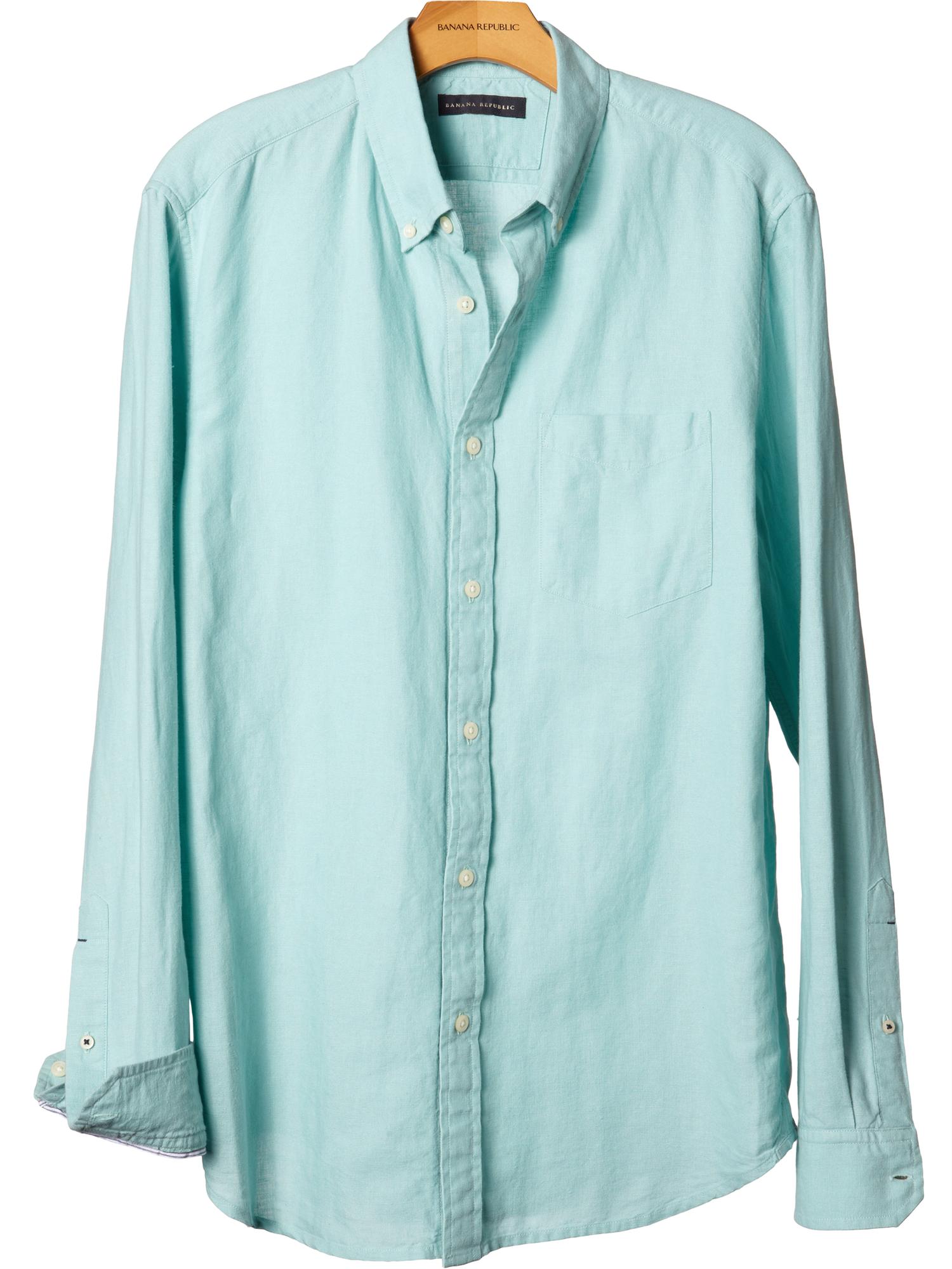 Banana Republic Linen Cotton Button Down Shirt in Blue for Men | Lyst