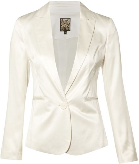 Biba Sandwash Silk Tuxedo Jacket in Gray (off white) | Lyst