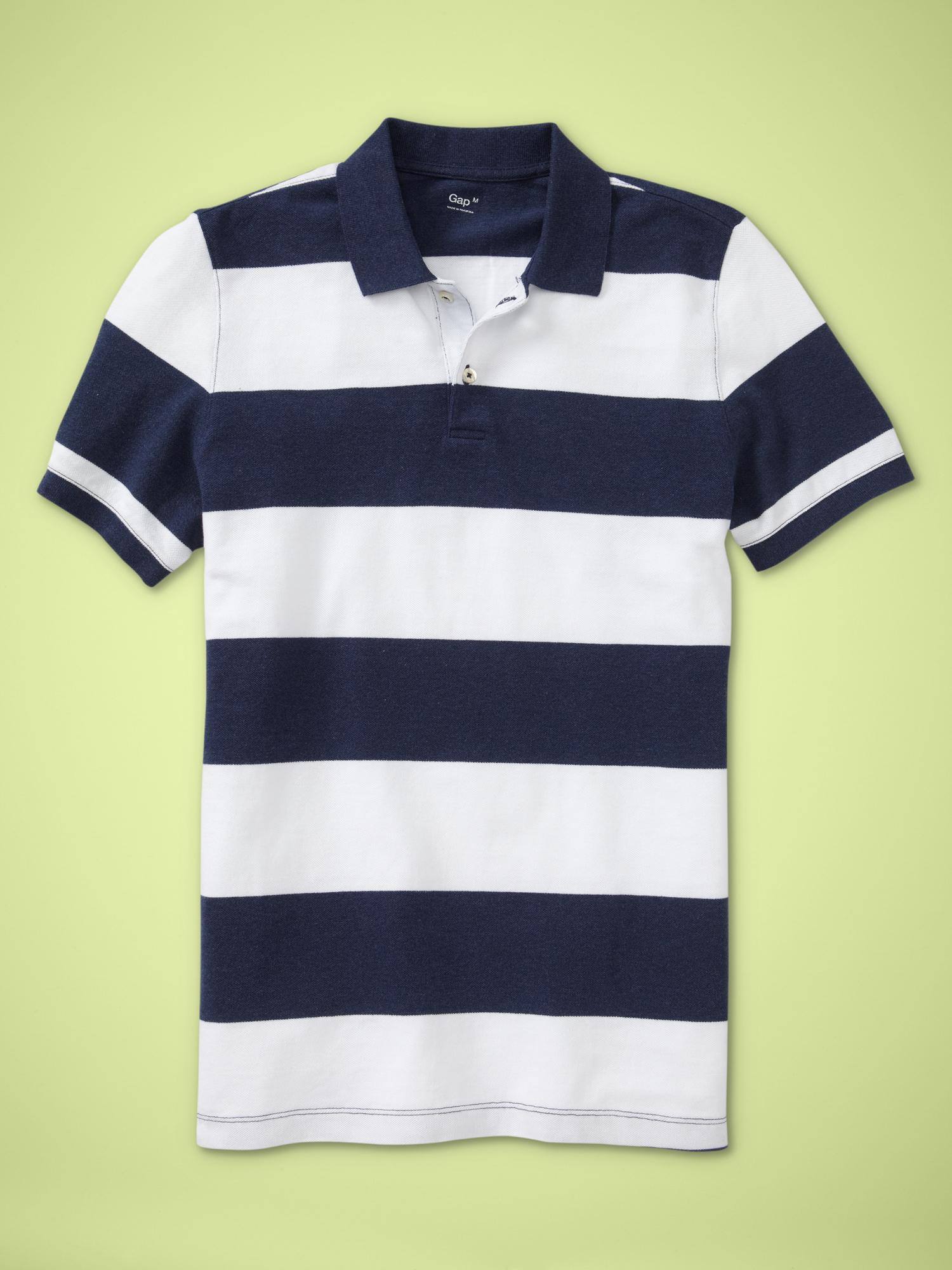 Gap Rugby Striped Pique Polo in Blue for Men (navy/white stripe) | Lyst