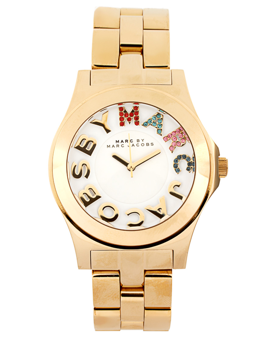 Marc By Marc Jacobs Gold Bracelet with Multi Colour Dial Watch in Gold ...