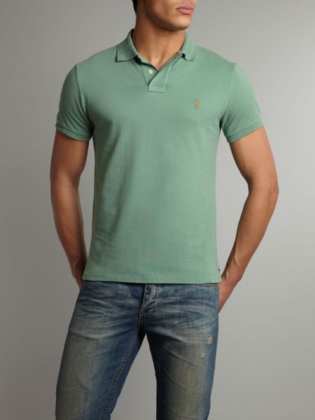 Polo Ralph Lauren Custom Fit Mesh Polo Shirt in Green for Men (sage) | Lyst