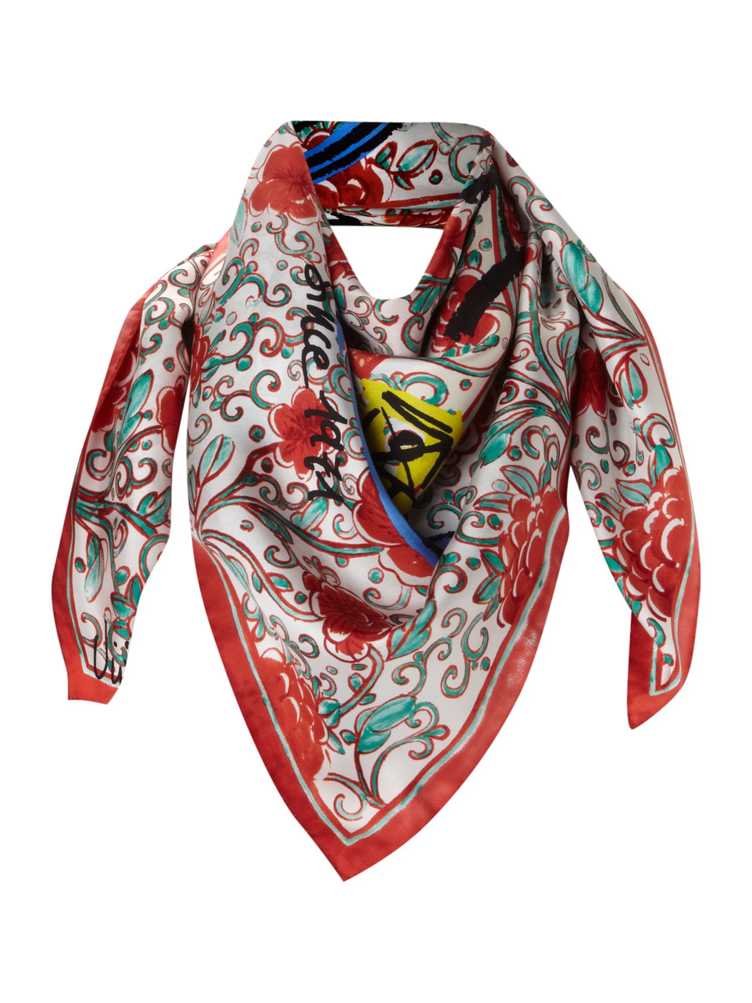 Vivienne westwood Happy Birthday Silk Square Scarf in Red | Lyst