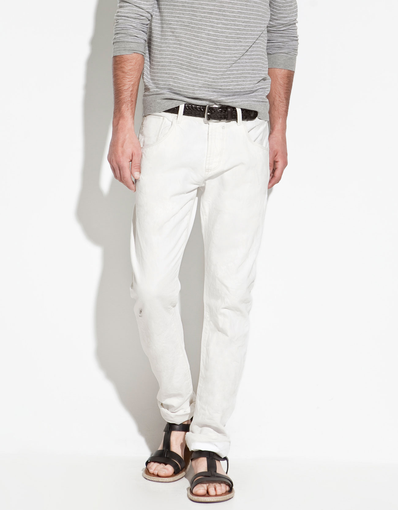 Zara Jeans with Back Zip in White for Men | Lyst