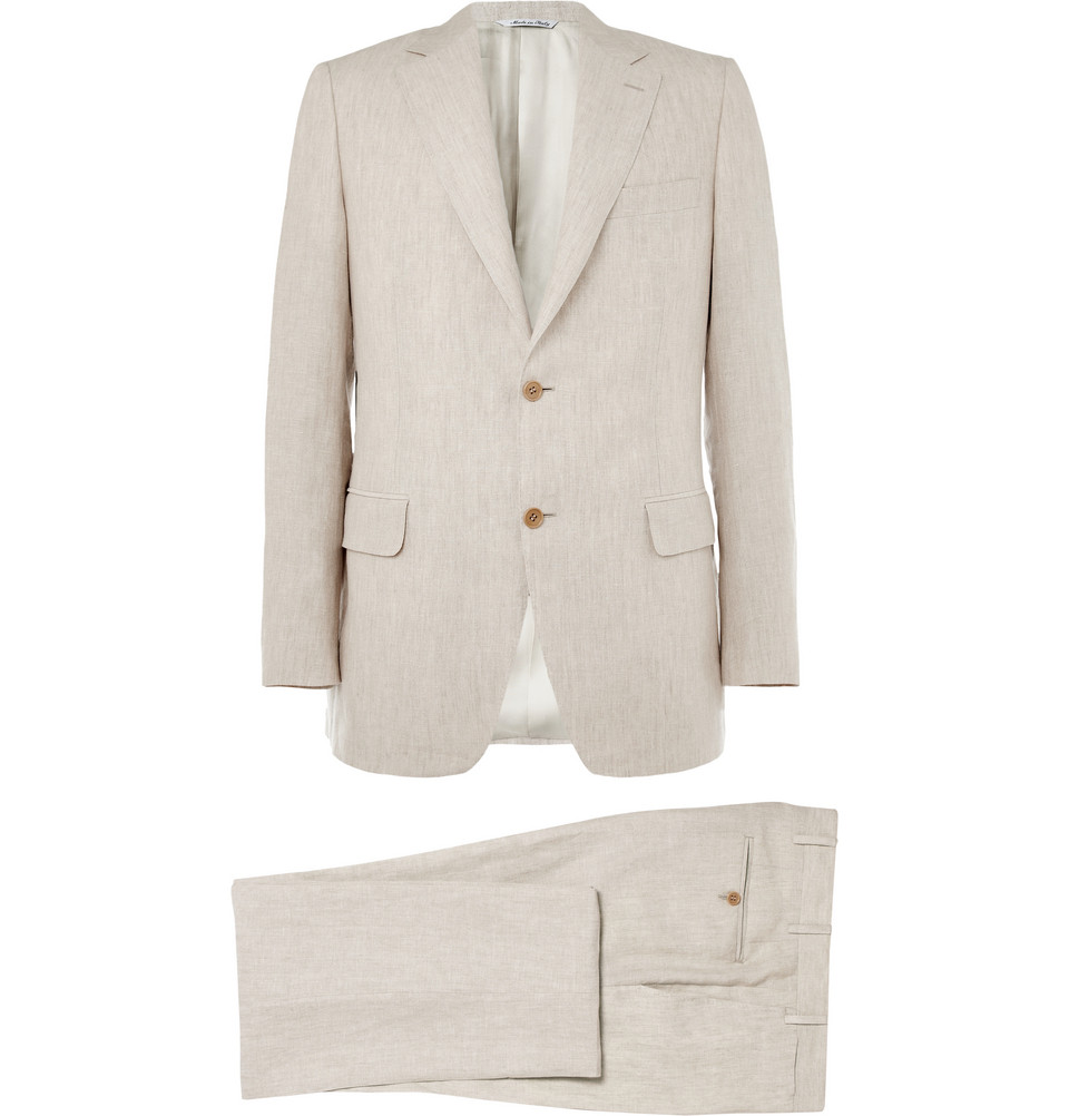 Canali Lightweight Linen Suit in Beige for Men | Lyst