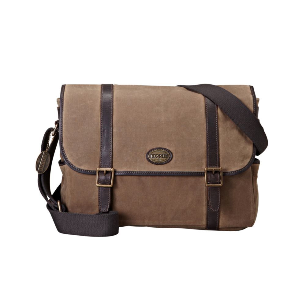 Fossil Estate Waxed Canvas East West Messenger Bag in Natural for Men ...