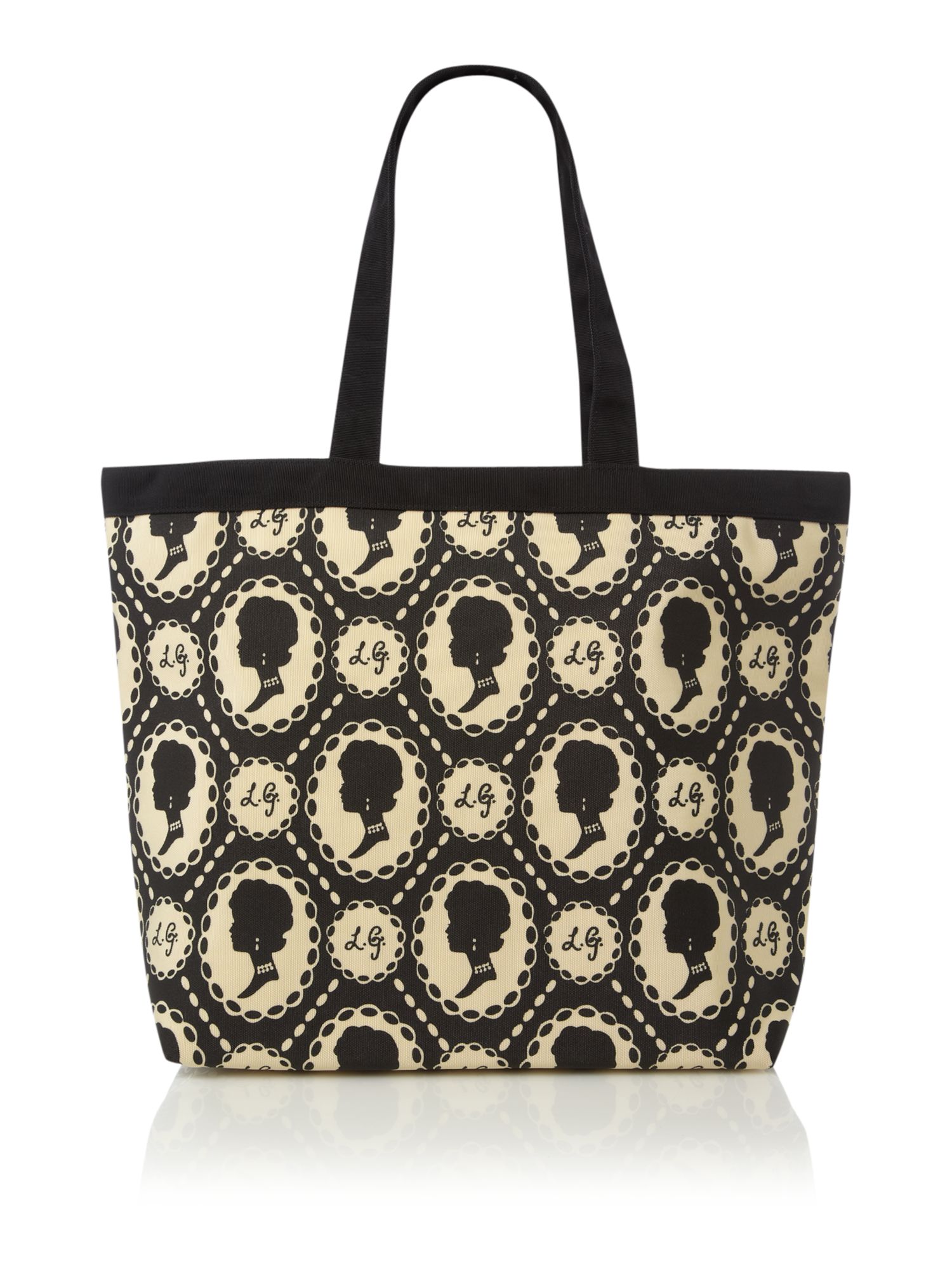 Lulu guinness Large Luisa Cameo Print Tote Bag in Black Lyst