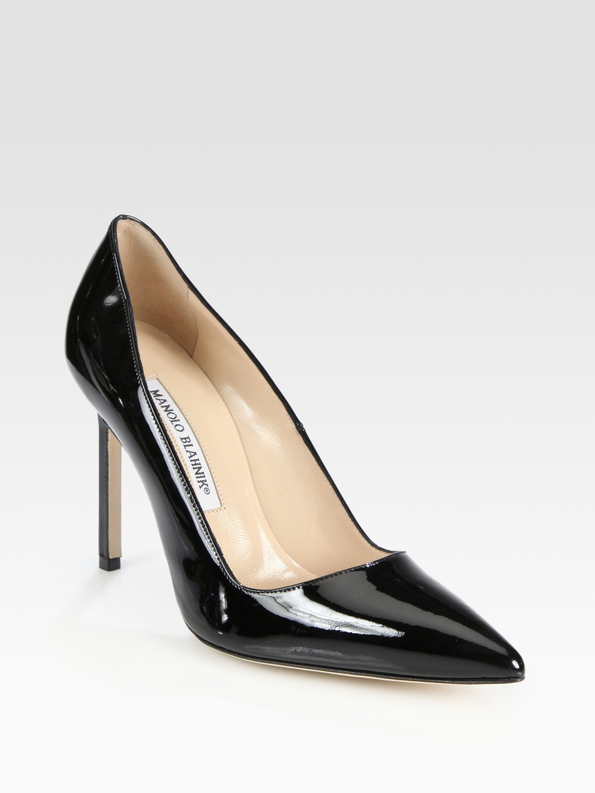 Manolo Blahnik Bb Patent Leather Point Toe Pumps in Black | Lyst