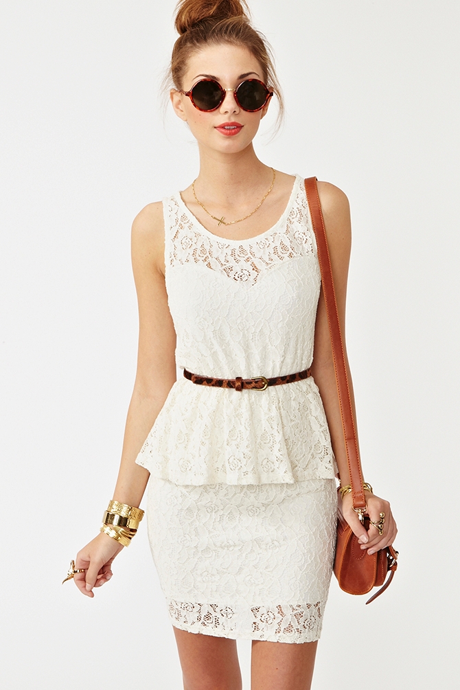 Lyst - Nasty Gal Lace Peplum Dress in Natural