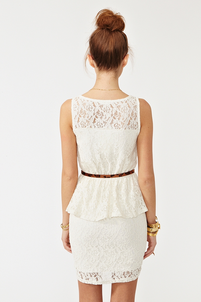 Lyst Nasty Gal Lace Peplum Dress in Natural