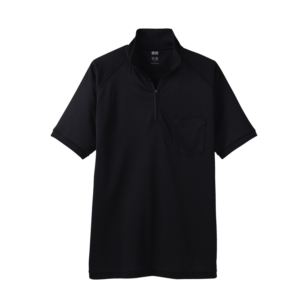 Uniqlo Men Dry Mesh Half Zip Short Sleeve T Shirt in Black for Men | Lyst