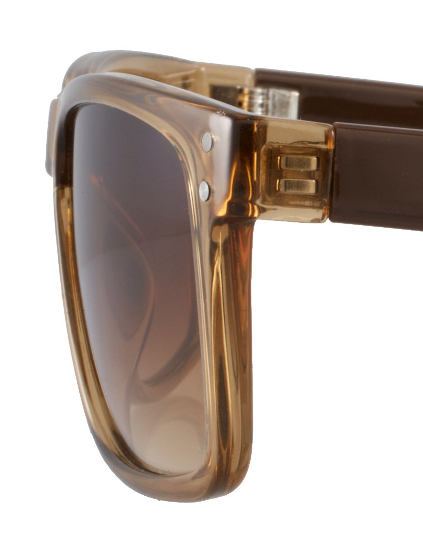 Lyst Asos Asos Square Wayfarer Sunglasses With Brown Mirror Lens In Brown For Men 