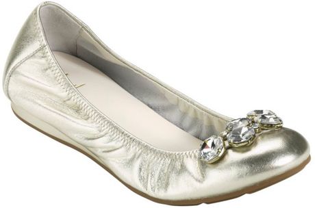 Cole Haan Air Tali Jewel Ballet Flats in White (white gold metallic) | Lyst
