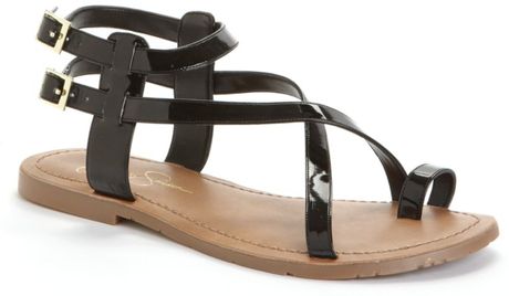 Jessica Simpson Derren Flat Sandals in Black (black patent) | Lyst