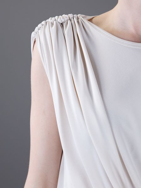 Lanvin Draped Dress in Beige (cream) | Lyst