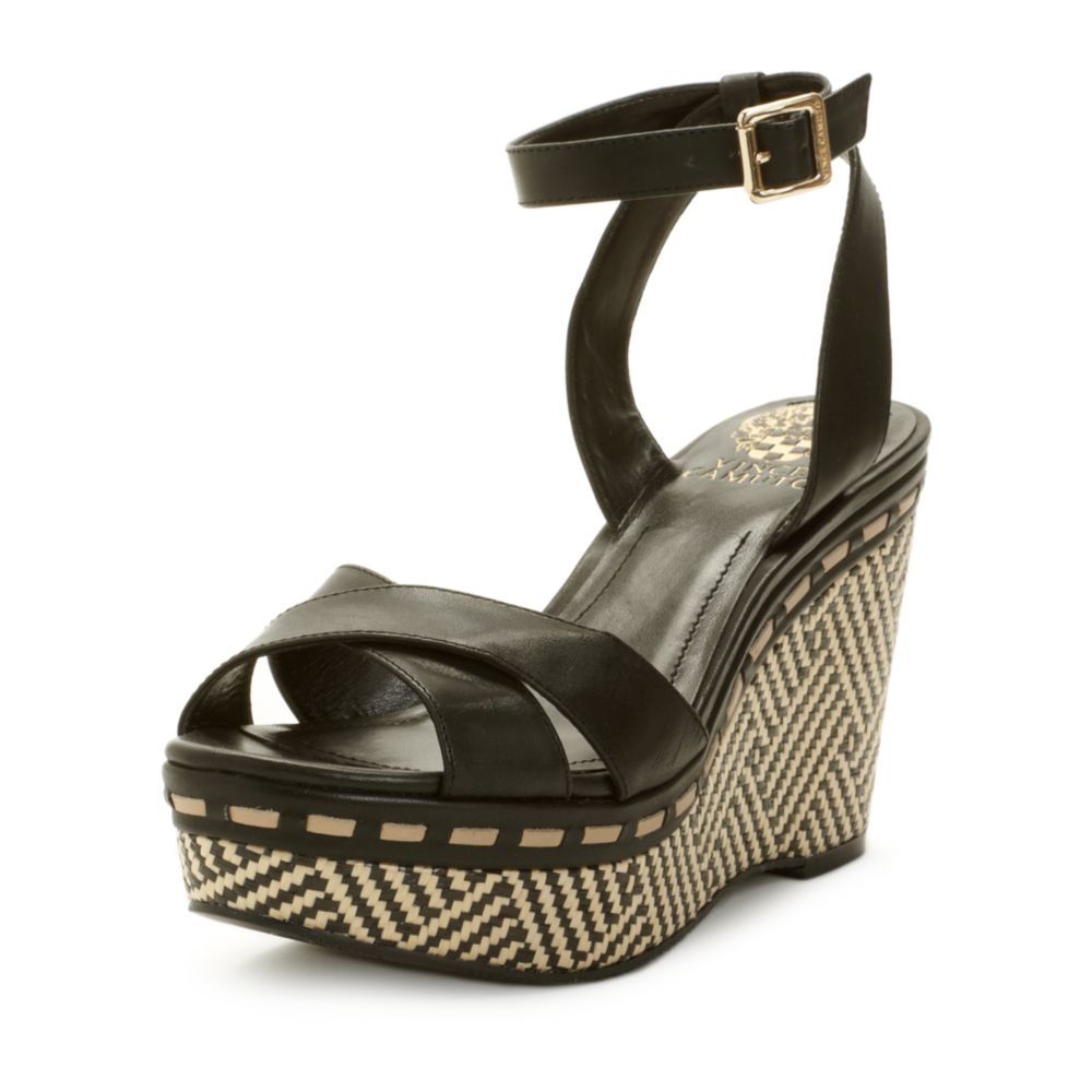 Vince Camuto Raven Wedge Sandals in Black | Lyst