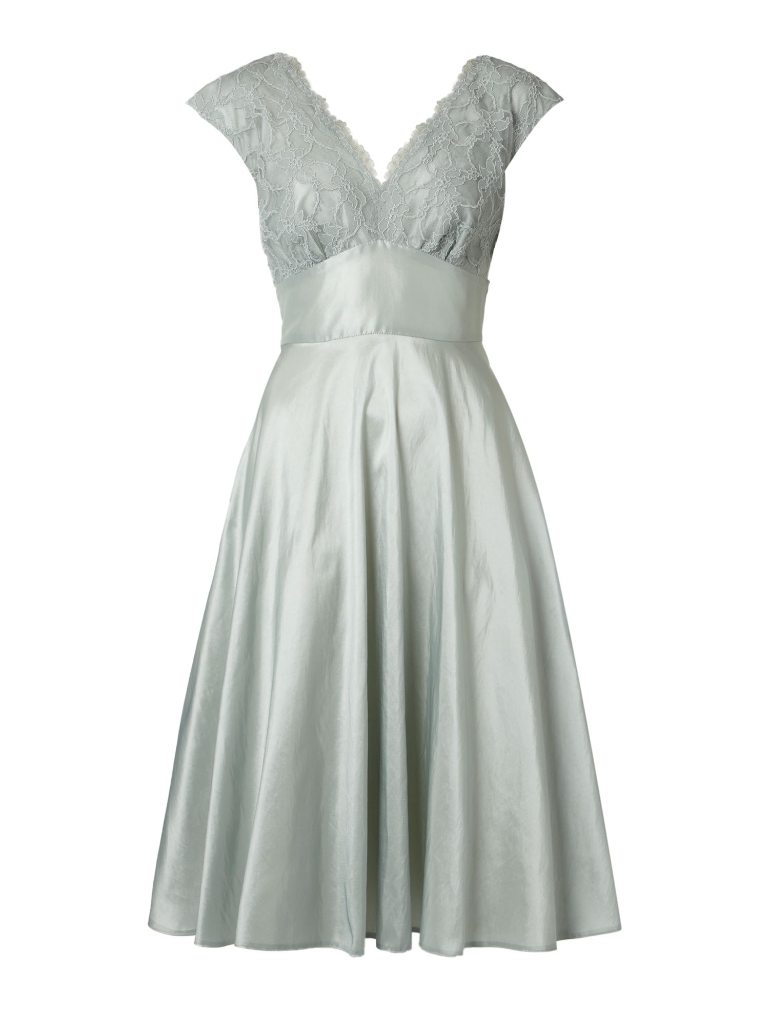 Ariella Lace Taffeta Full Skirted Dress in Gray | Lyst