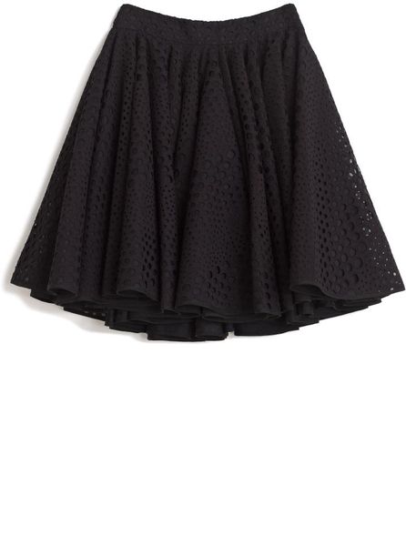 Cushnie Et Ochs Eyelet Flare Skirt in Black | Lyst