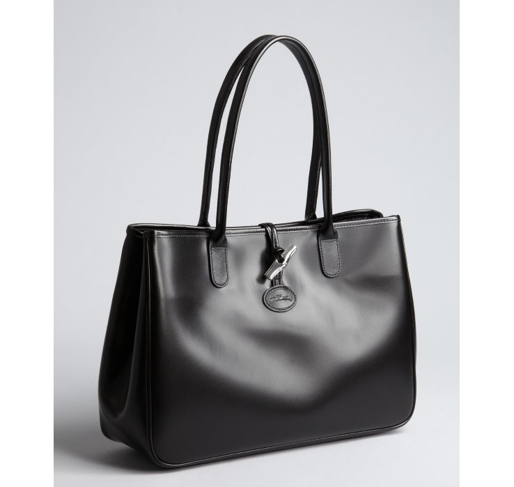 Lyst Longchamp Black Leather Toggle Tote In Gallery