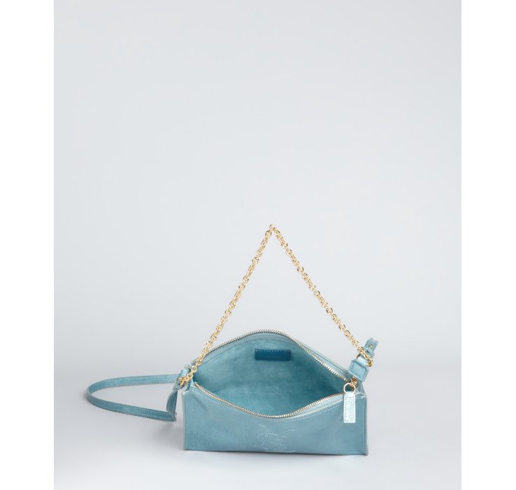 Saint laurent Azure Textured Patent Ysl Mini Shoulder Bag in Blue ...  