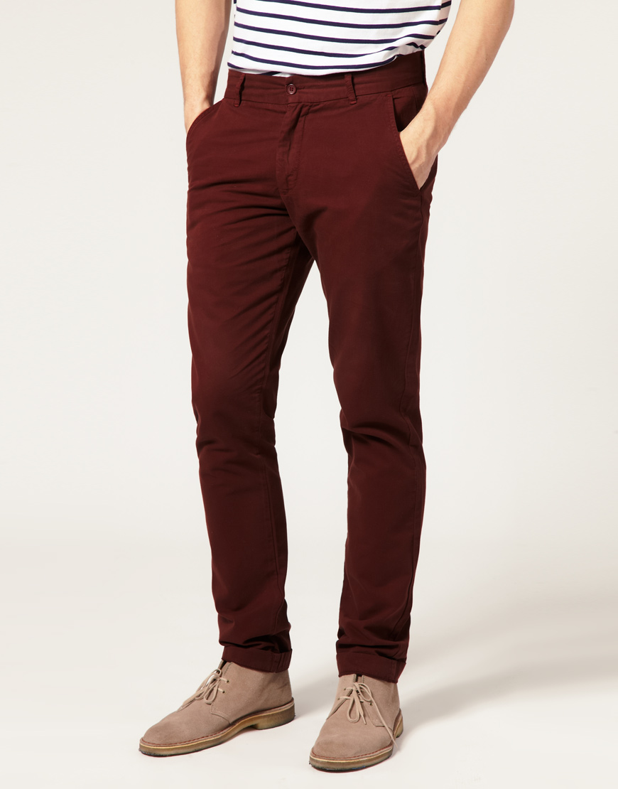 Asos Slim Chino in Red for Men | Lyst