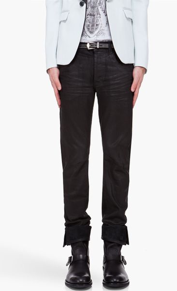 Balmain Black Lacquer Denim Jeans in Black for Men | Lyst