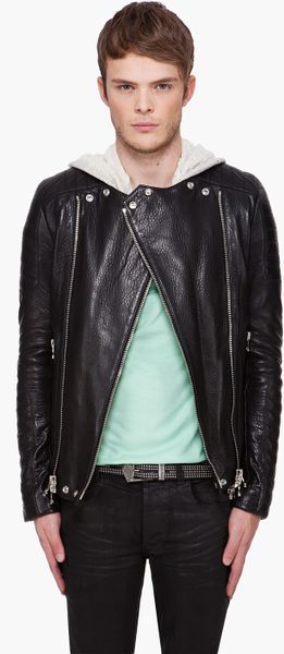 Balmain Black Leather Biker Jacket in Black for Men | Lyst