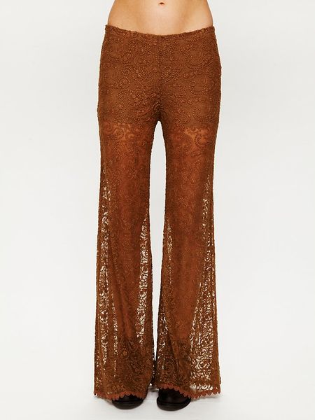Free People Full Lace Pant in Brown (golden ochre) | Lyst