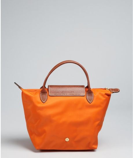 Longchamp Orange Nylon Le Pliage Small Folding Tote in Orange | Lyst