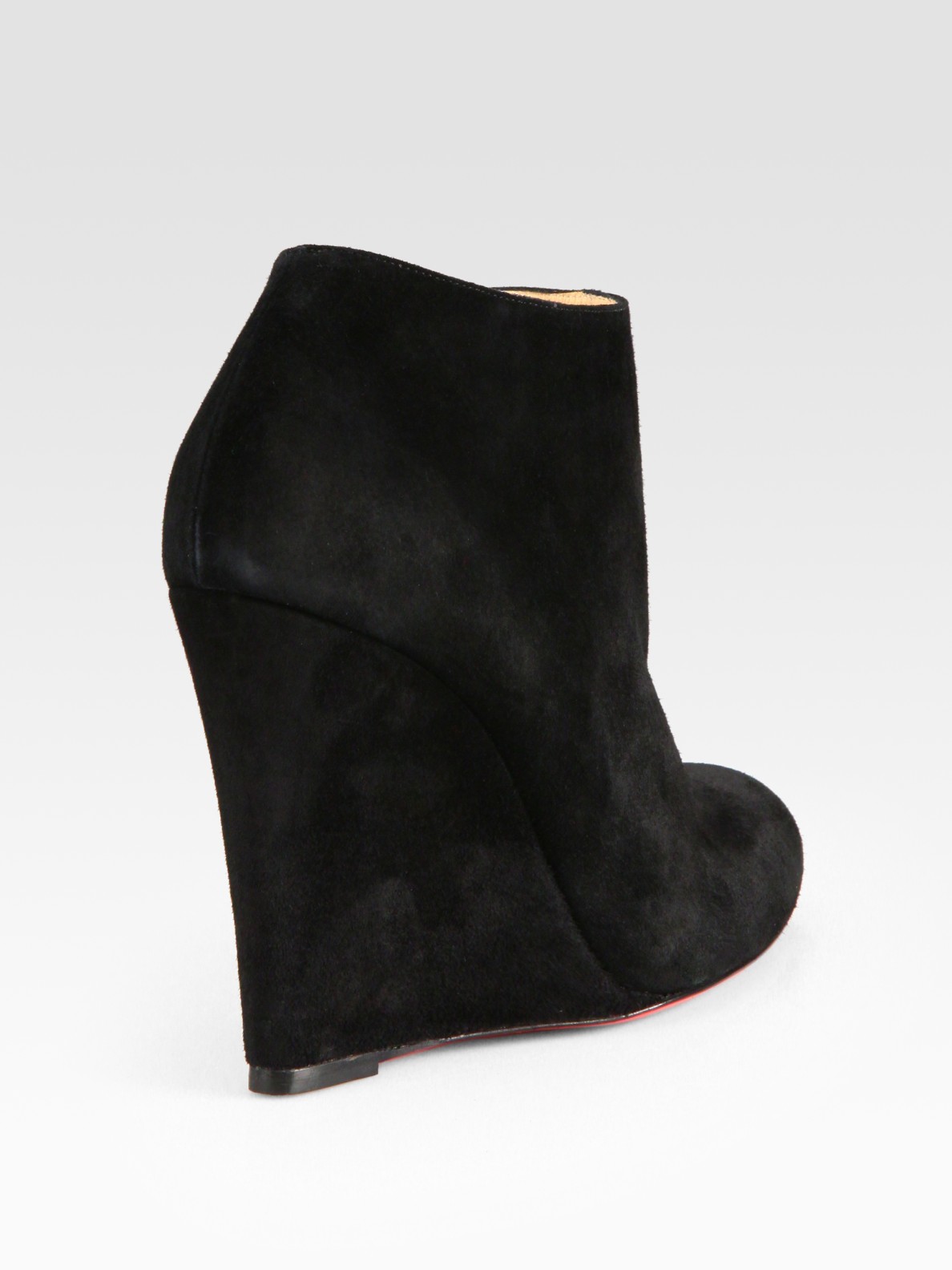 Christian louboutin Suede Wedge Ankle Boots in Black | Lyst