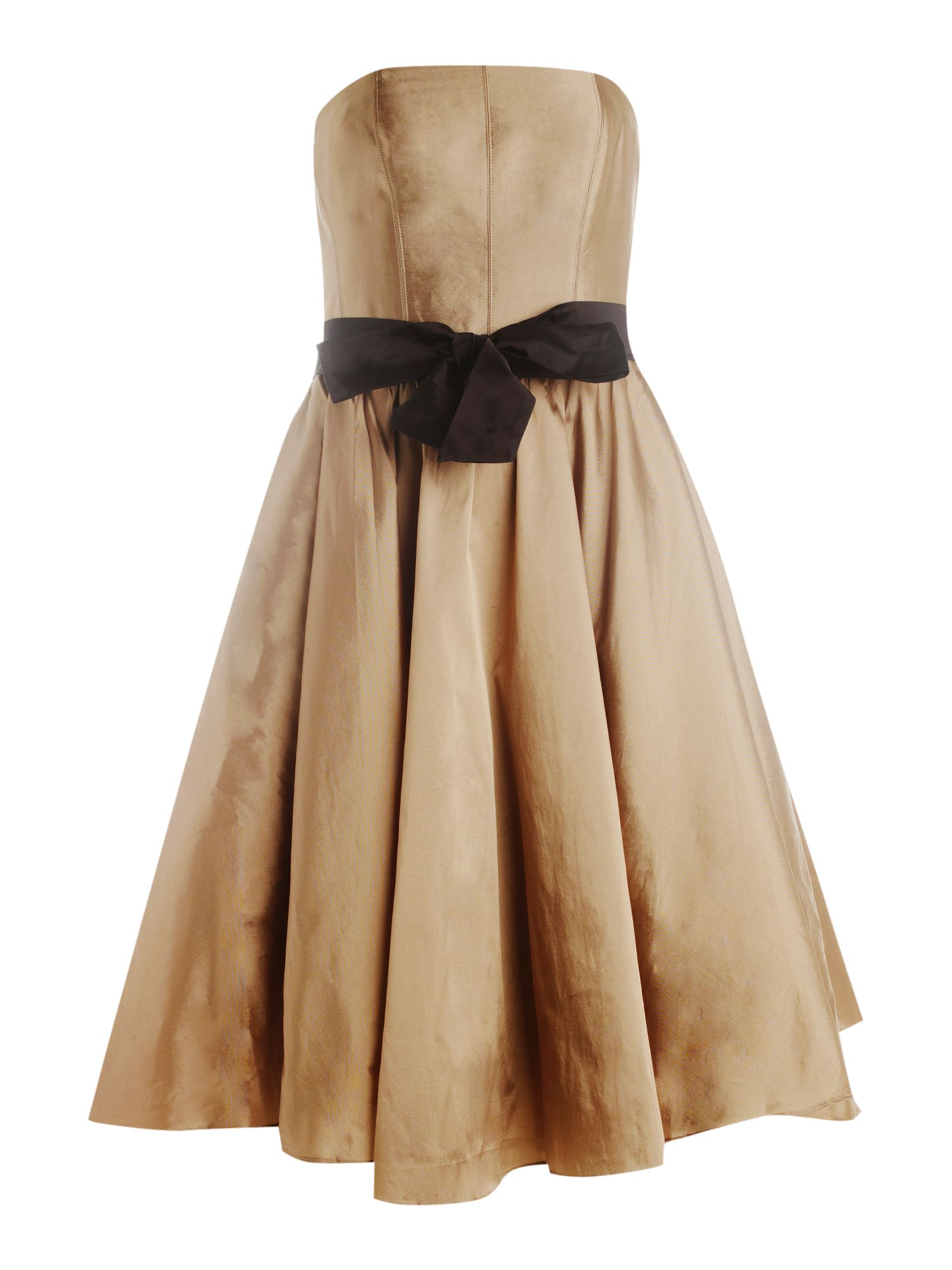 Js Collections Bow Tie Bodice Full Skirted Dress in Gold (coffee) | Lyst