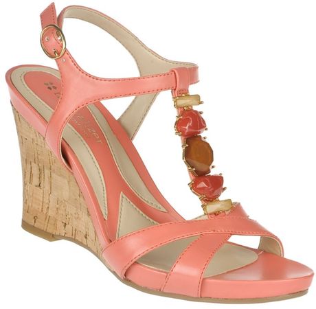 Naturalizer Beauty Wedge Sandals in Pink (bright coral) | Lyst