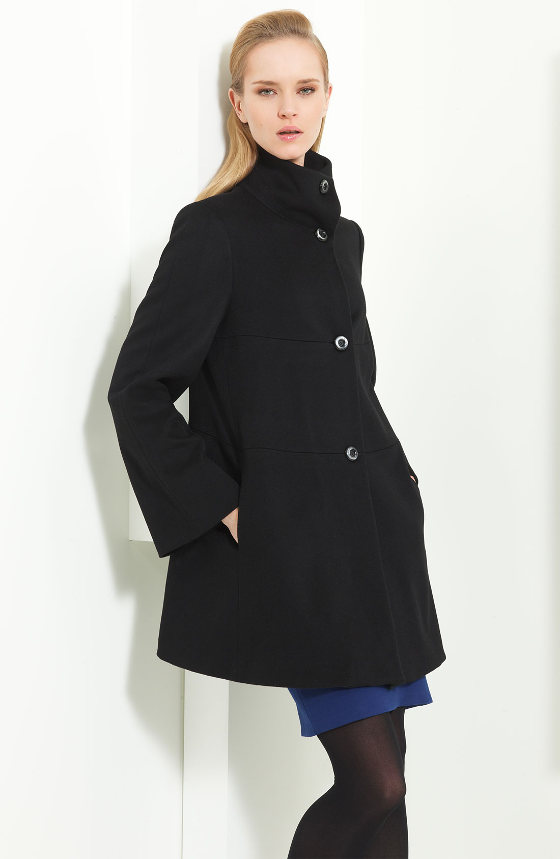 Armani Wool Caban Coat in Black | Lyst