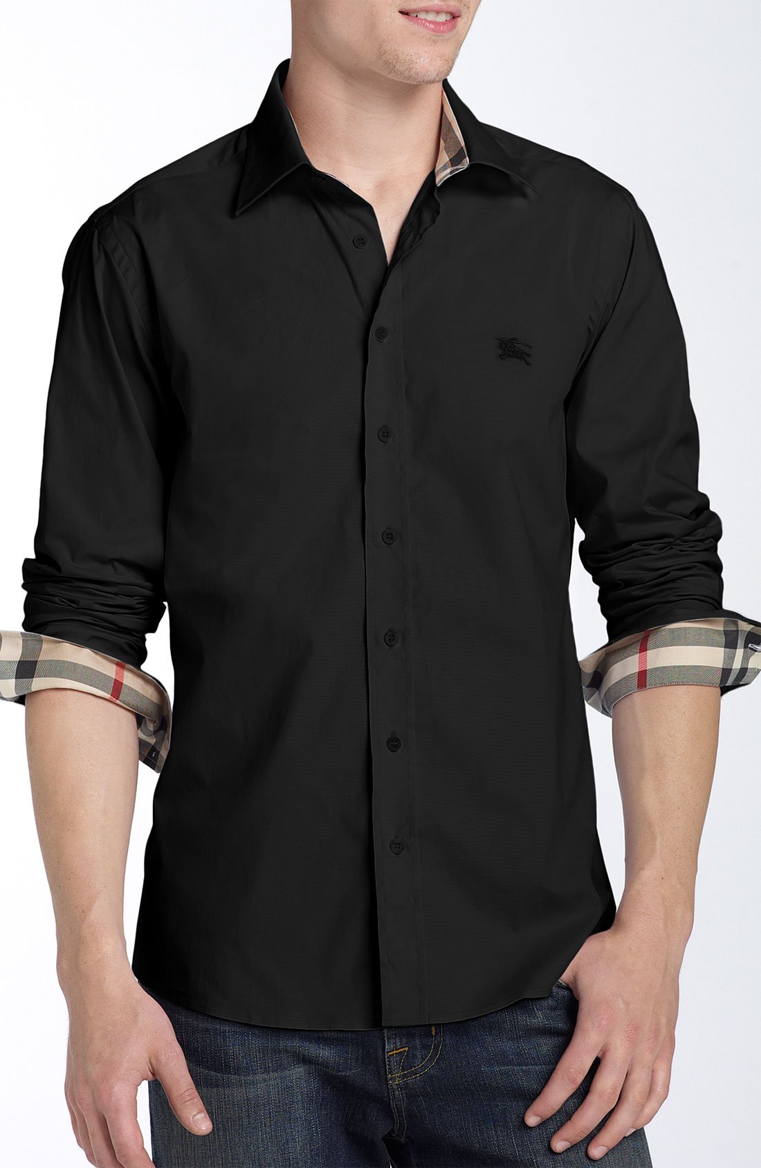 Burberry Brit Burberry Regular Fit Brit Poplin Sport Shirt in Black for ...