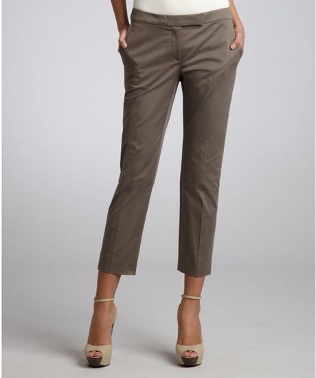 Celine Taupe Stretch Cotton Tapered Straight Leg Pants in Brown (taupe ...