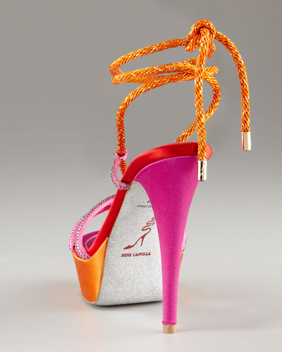 Lyst - Rene caovilla Ankle-tie Platform Sandal