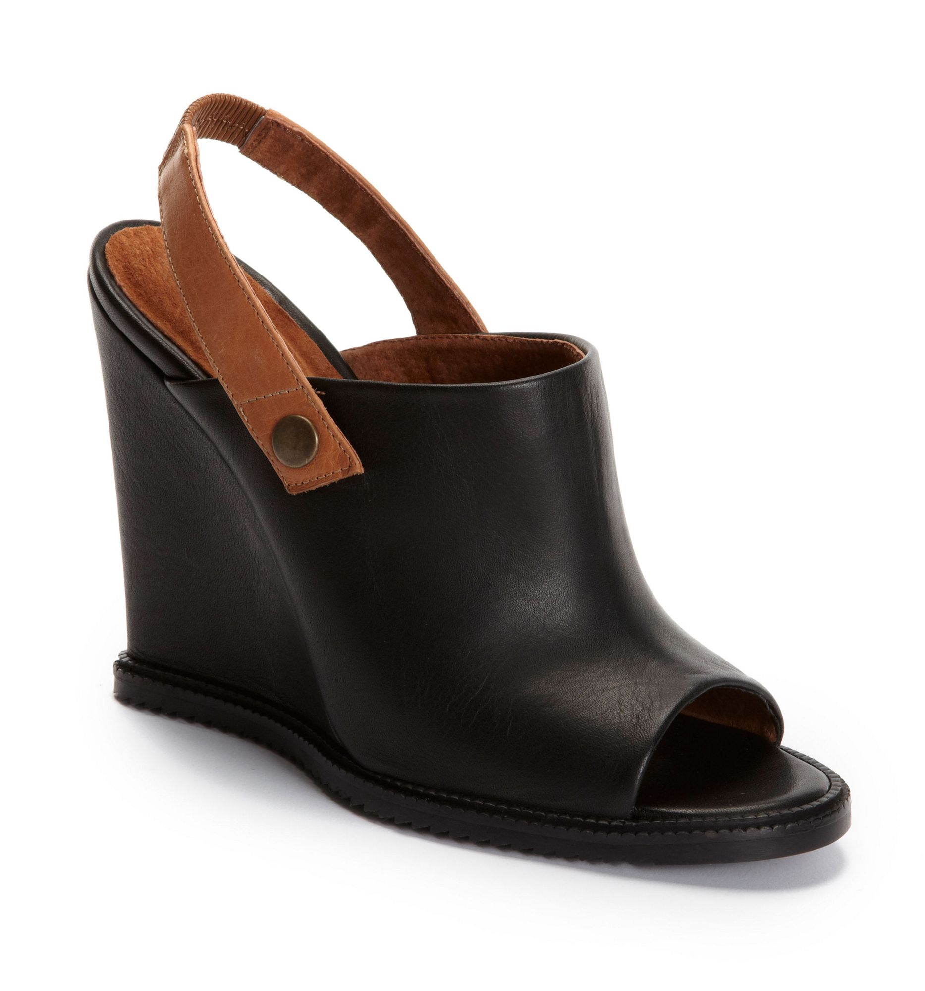 black wedge slingback shoes
