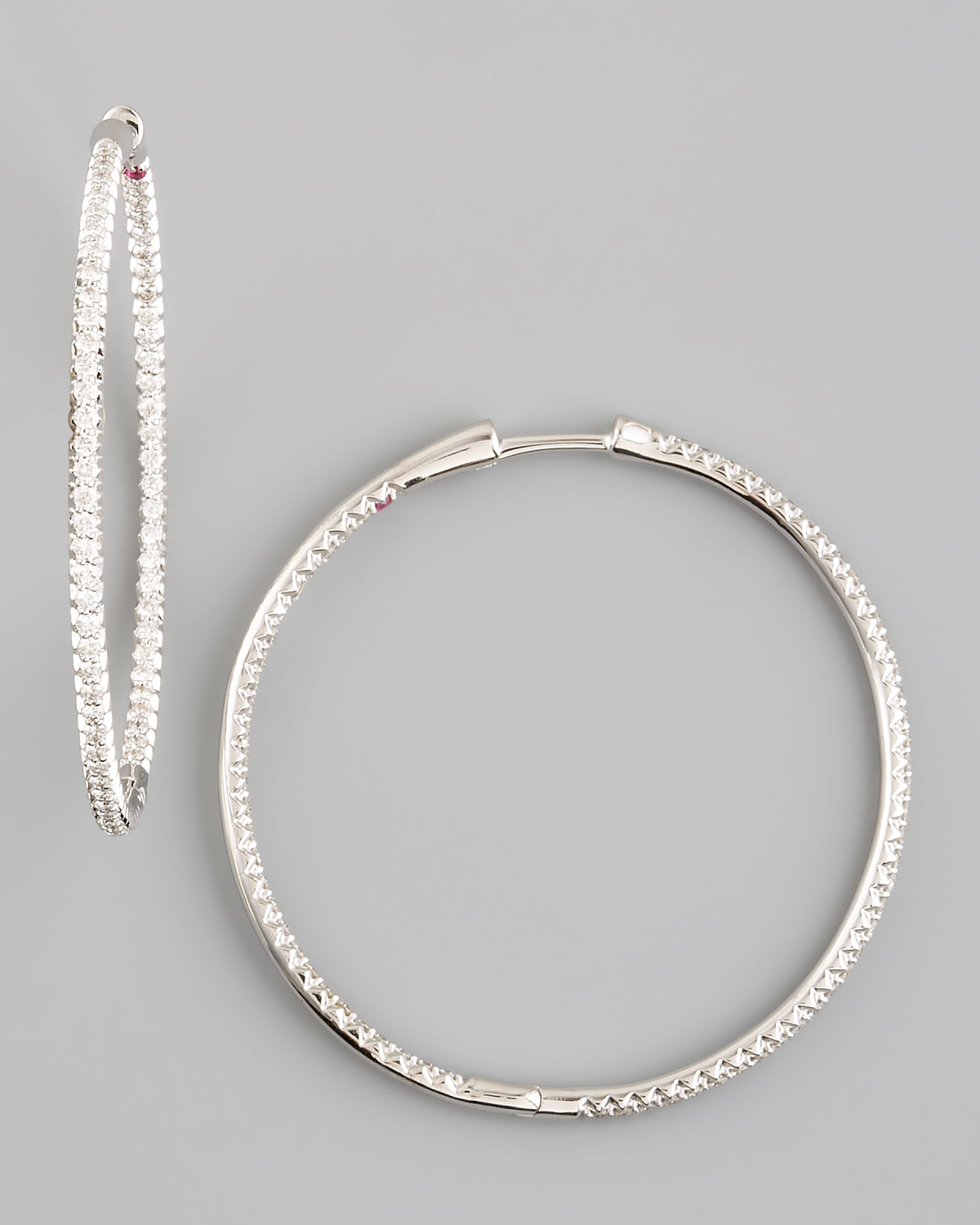 Lyst Roberto Coin Diamond Hoop Earrings 1 2 In White Gallery