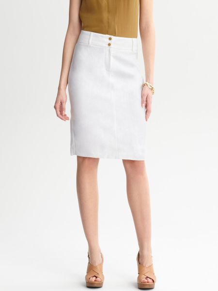 Banana Republic Linen Pencil Skirt in White | Lyst