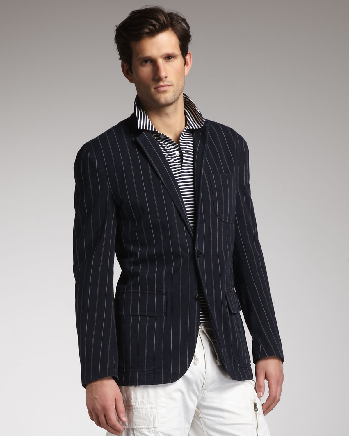  Polo  Ralph Lauren Skylark Striped Blazer  in Gray for Men 