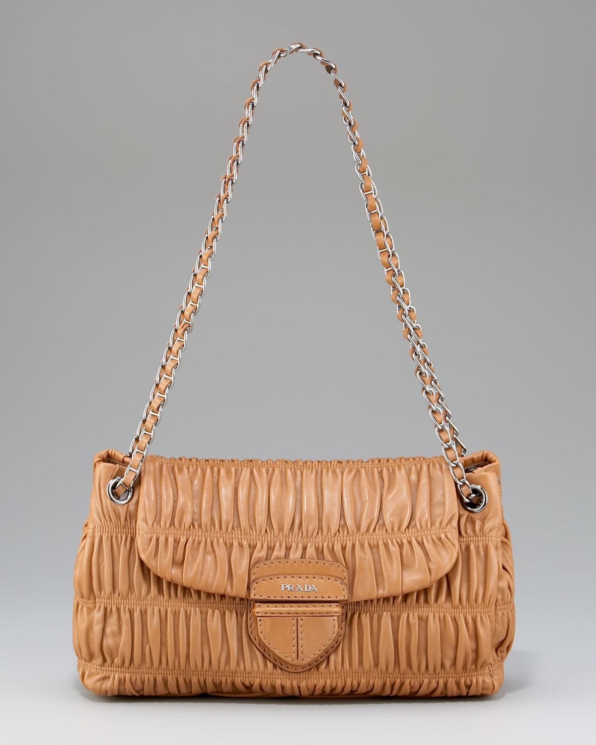prada nylon handbags sale - Prada Napa Gaufre Chain Shoulder Bag, Canne in Brown (401 canne ...