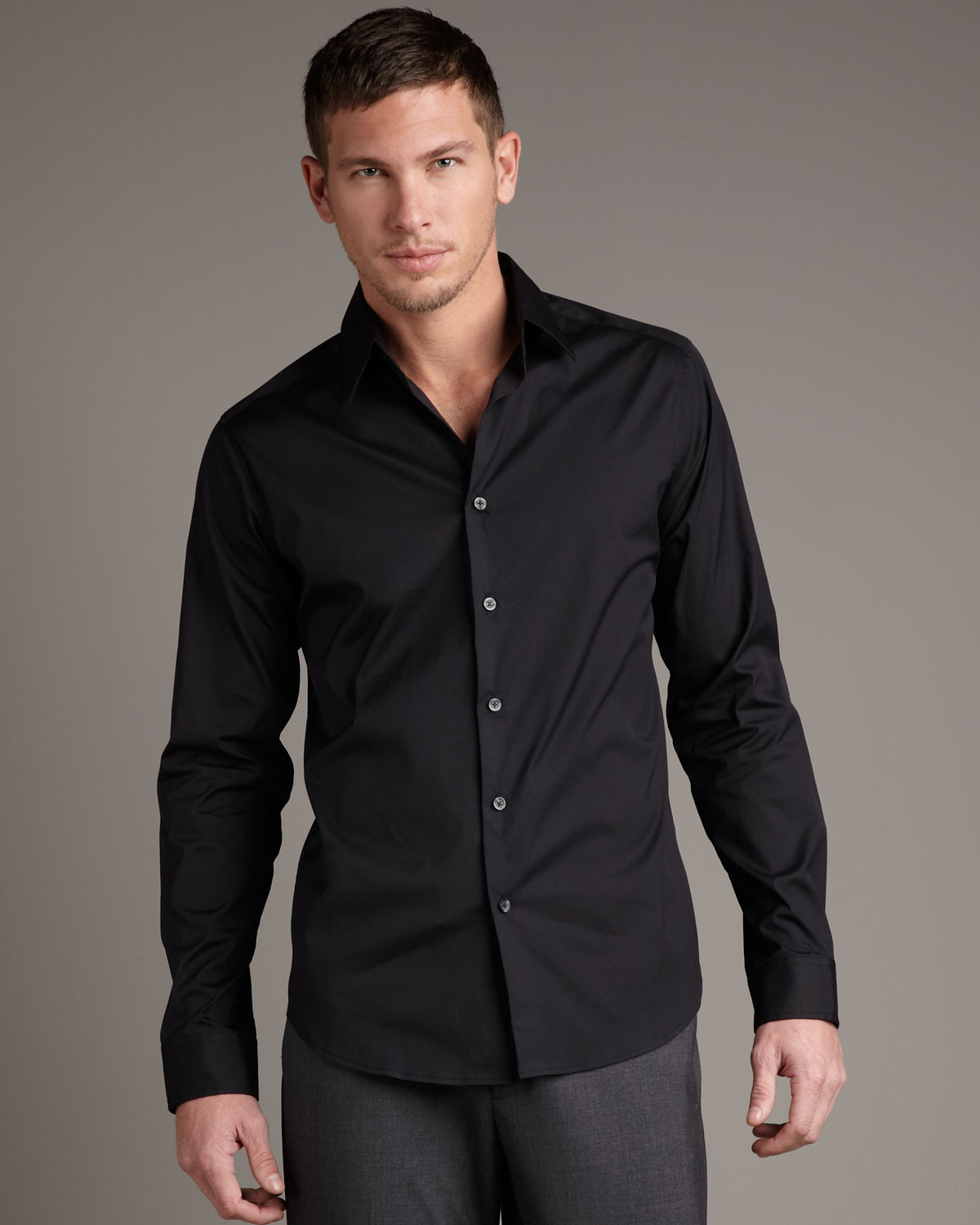 Lyst - Theory Stretch-cotton Shirt in Black for Men