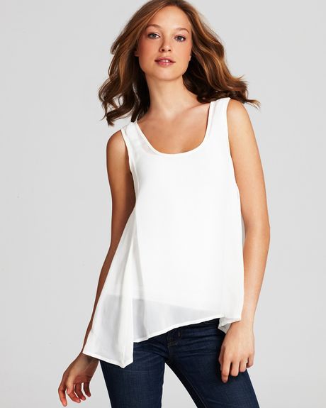 French Connection Top Army Flare Tank in White (winter white) | Lyst