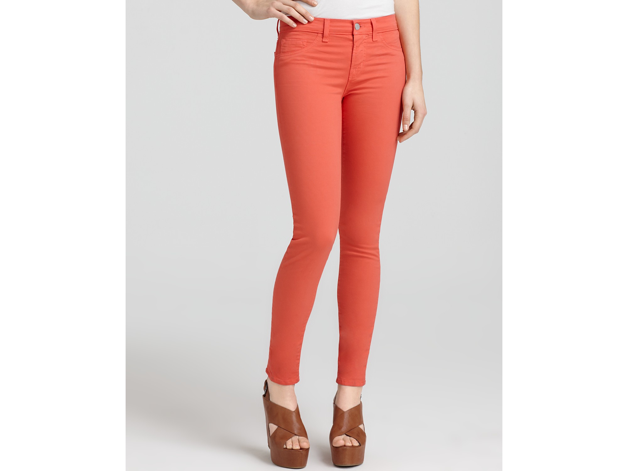 Lyst - J Brand 811 Mid Rise Luxe Twill Skinny Jeans in Orange