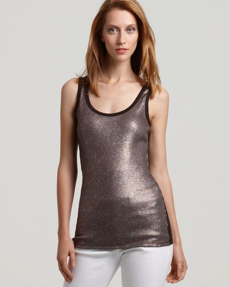 Karen Kane Sequin Tank Top in Gold (bro) | Lyst