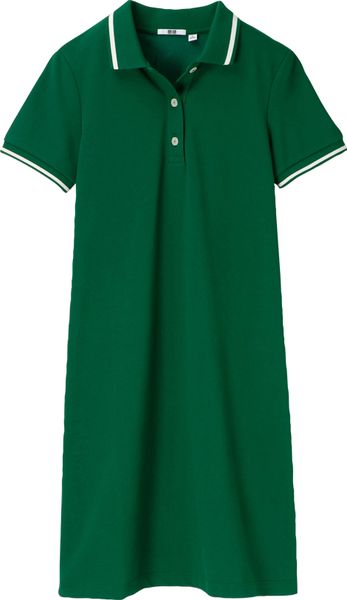 Uniqlo Women Stretch Pique Short Sleeve Polo Dress in Green | Lyst