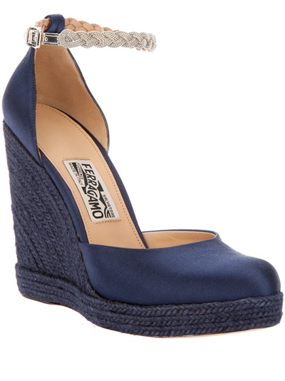 Ferragamo Wedge Shoe in Blue | Lyst