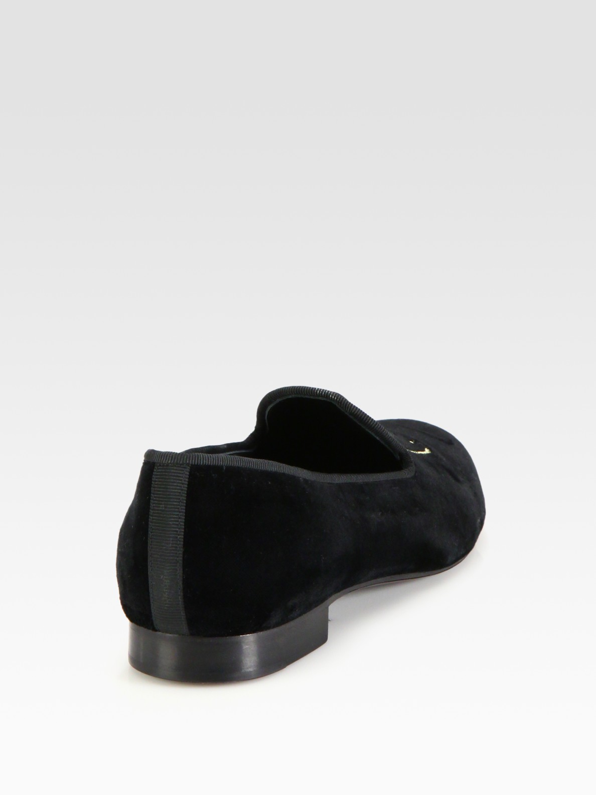 Marc jacobs Embroidered Velvet Smoking Slippers in Black | Lyst